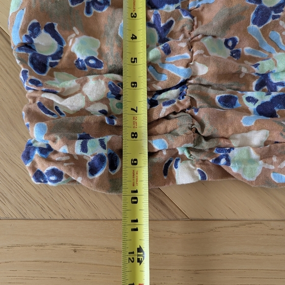 Aritzia WILFRED Fatale Camisole Ruched Floral Tube Top 100% Linen No Straps - Picture 6 of 10